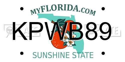 KPWB89 Florida License Plate