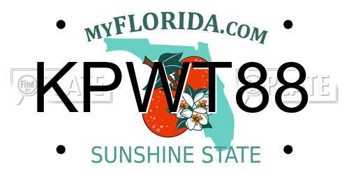 KPWT88 Florida License Plate