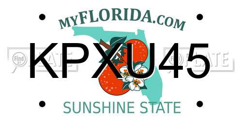 KPXU45 Florida License Plate