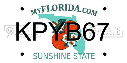 KPYB67 Florida License Plate