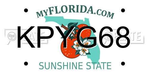 KPYG68 Florida License Plate