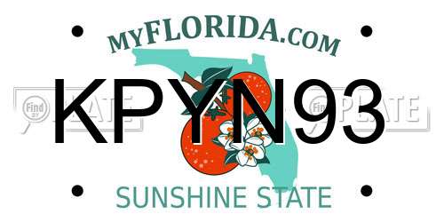 KPYN93 Florida License Plate