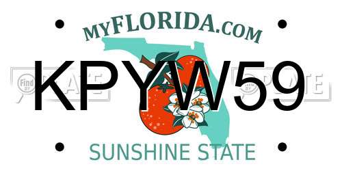 KPYW59 Florida License Plate