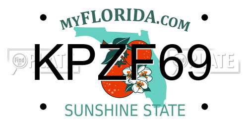 KPZF69 Florida License Plate