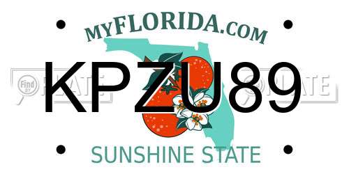 KPZU89 Florida License Plate