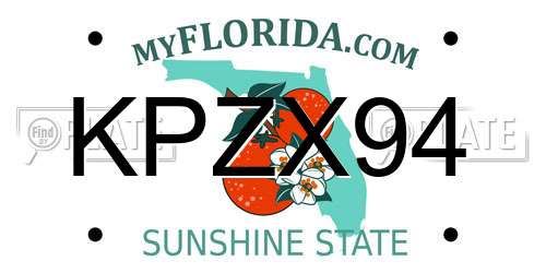 KPZX94 Florida License Plate