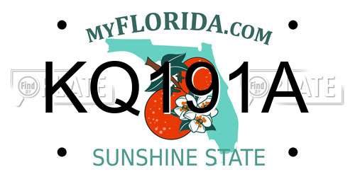 KQ191A Florida License Plate