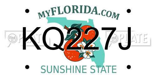 KQ227J Florida License Plate