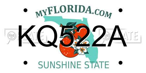 KQ522A Florida License Plate