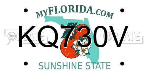 KQ730V Florida License Plate