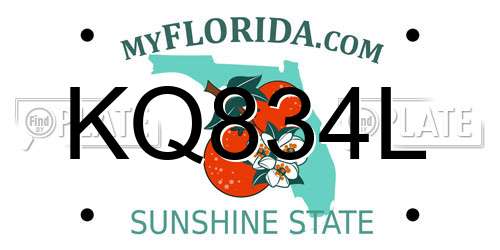 KQ834L Florida License Plate