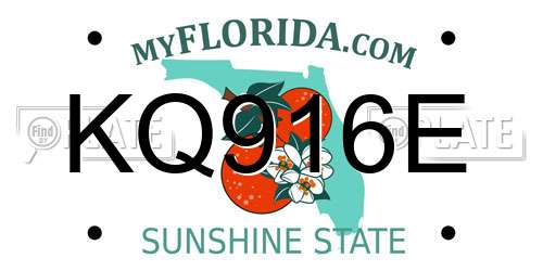 KQ916E Florida License Plate