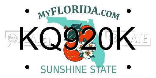 KQ920K Florida License Plate