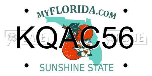 KQAC56 Florida License Plate