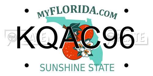 KQAC96 Florida License Plate