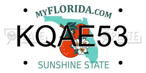 KQAE53 Florida License Plate