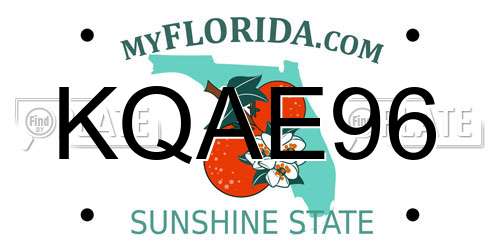 KQAE96 Florida License Plate