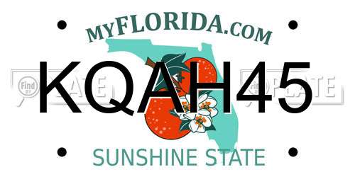 KQAH45 Florida License Plate