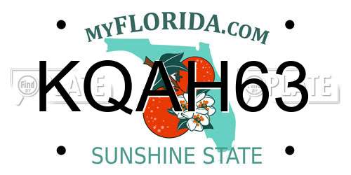 KQAH63 Florida License Plate