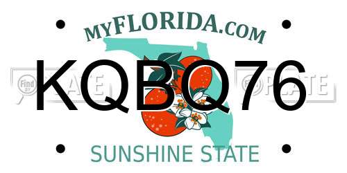 KQBQ76 Florida License Plate