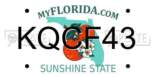 KQCF43 Florida License Plate