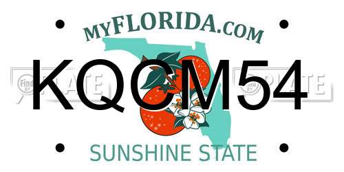 KQCM54 Florida License Plate
