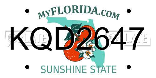 KQD2647 Florida License Plate