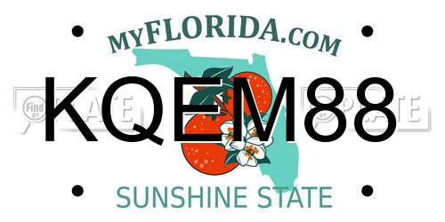 KQEM88 Florida License Plate