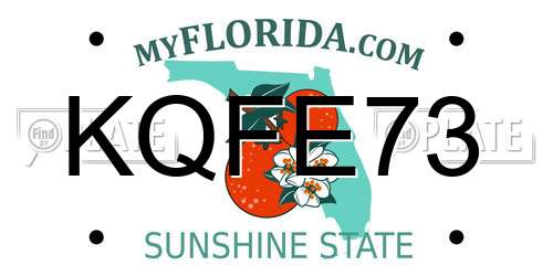 KQFE73 Florida License Plate
