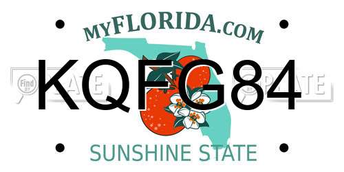 KQFG84 Florida License Plate