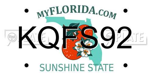 KQFS92 Florida License Plate