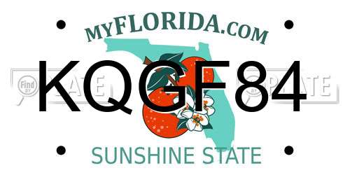 KQGF84 Florida License Plate
