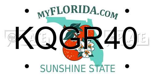KQGR40 Florida License Plate