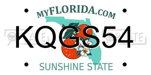 KQGS54 Florida License Plate
