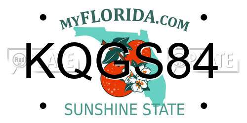 KQGS84 Florida License Plate