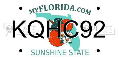 KQHC92 Florida License Plate