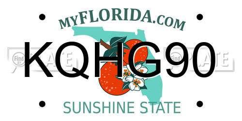 KQHG90 Florida License Plate
