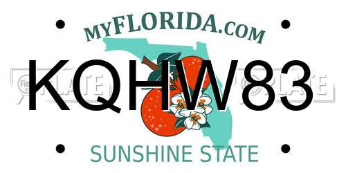 KQHW83 Florida License Plate