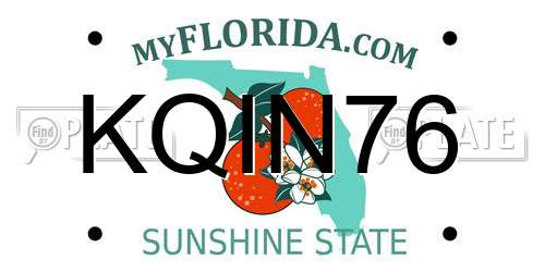 KQIN76 Florida License Plate