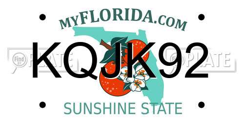 KQJK92 Florida License Plate