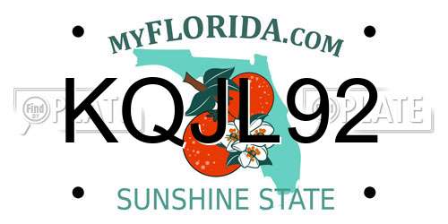 KQJL92 Florida License Plate