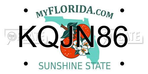 KQJN86 Florida License Plate