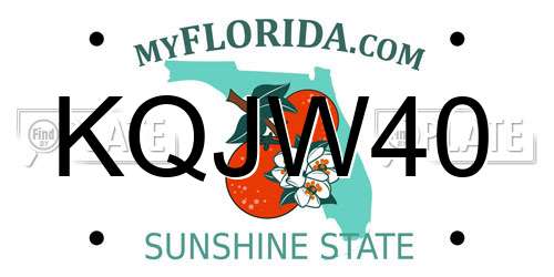 KQJW40 Florida License Plate
