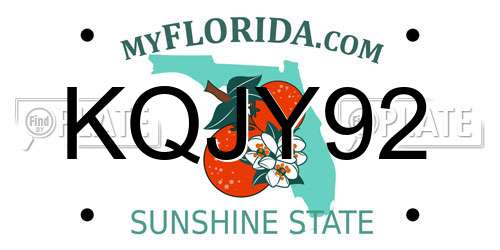 KQJY92 Florida License Plate
