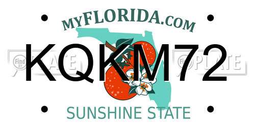 KQKM72 Florida License Plate