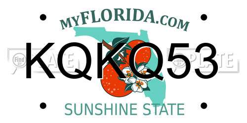 KQKQ53 Florida License Plate