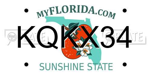 KQKX34 Florida License Plate