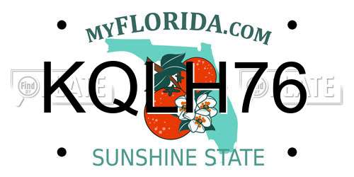 KQLH76 Florida License Plate