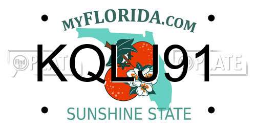 KQLJ91 Florida License Plate