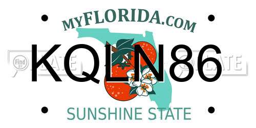 KQLN86 Florida License Plate
